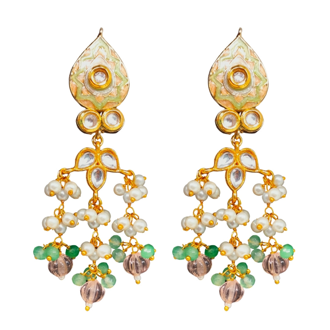 Gold & Green Kundan Pearl Choker Set with Earrings | Party & Wedding Jewelry